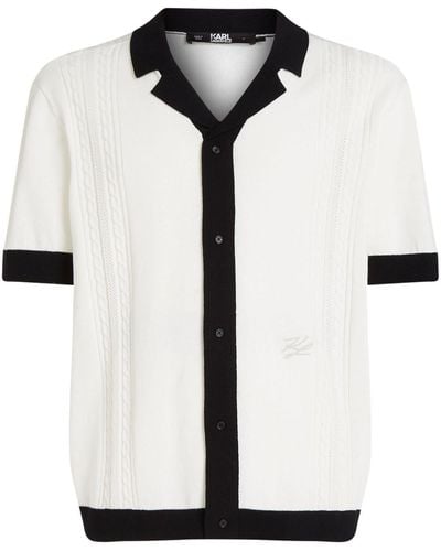 Karl Lagerfeld Camisa de punto con ribete en contraste - Blanco