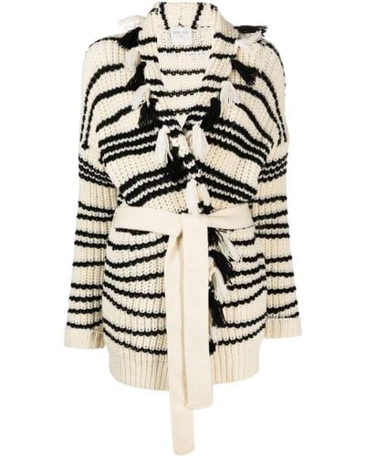 Forte Forte Forte_forte Long Sustainable Wool Intarsia Cardigan - White