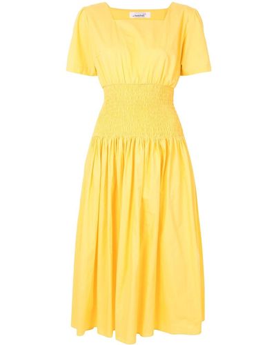 Bambah Poplin Elasticated Dress - Yellow