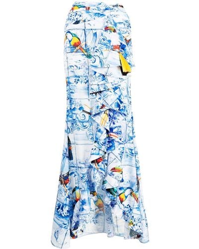 Stella Jean Tile-print Skirt - Blue