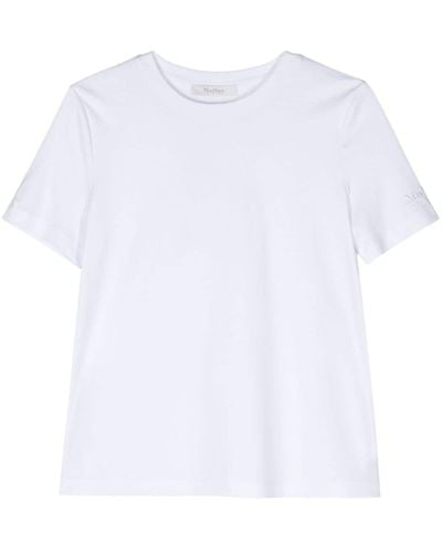 Max Mara T-shirt à logo brodé - Blanc