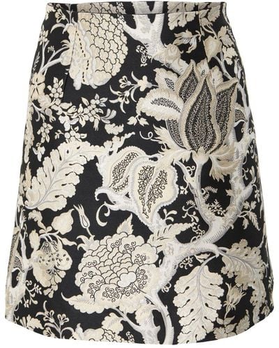 Carolina Herrera Floral-jacquard A-line Miniskirt - Natural