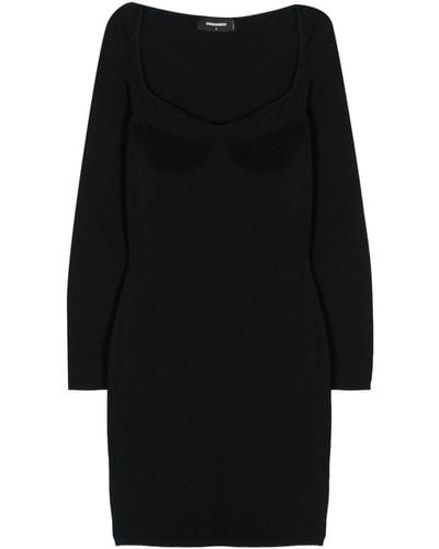 DSquared² Knitted Crepe Mini Dress - Black