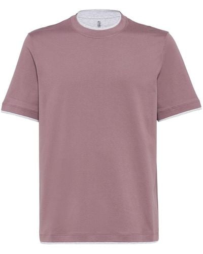Brunello Cucinelli T-Shirt mit Kontrastdetails - Lila