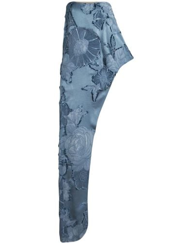 Etro Robe asymétrique à fleurs en jacquard - Bleu
