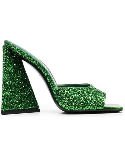 The Attico The Attracto - 105 Mm Luz Sandals With Glitter - Green