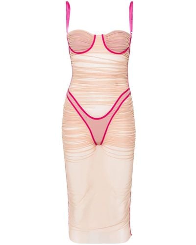 DIESEL Neutral D-haily Semi-sheer Dress - Women's - Elastane/nylon - Pink