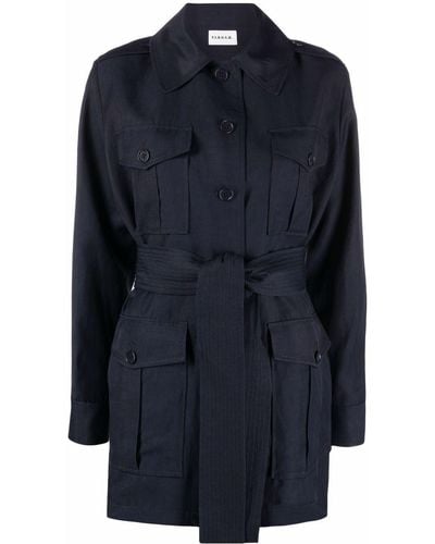 P.A.R.O.S.H. Belted Short Trench Coat - Blue