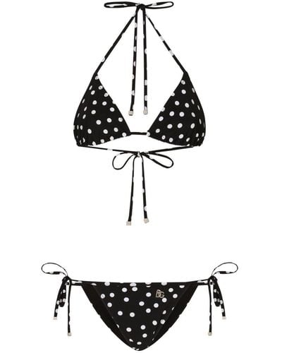 Dolce & Gabbana Polka Dot-print Triangle-cup Bikini Set - Black