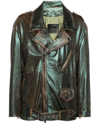 Giorgio Brato Metallic Leather Jacket - Green