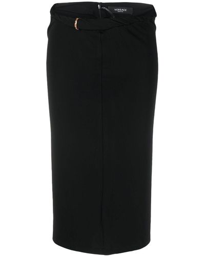 Versace Long Pencil Jersey Skirt - Black