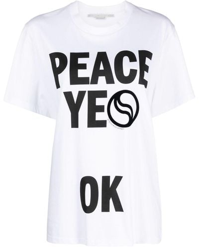 Stella McCartney T-Shirt mit Slogan-Print - Weiß