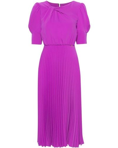 Nissa Twist-detailing Pleated Midi Dress - Purple
