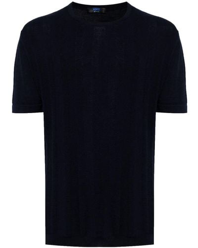 Kiton Geripptes T-Shirt mit rundem Ausschnitt - Schwarz