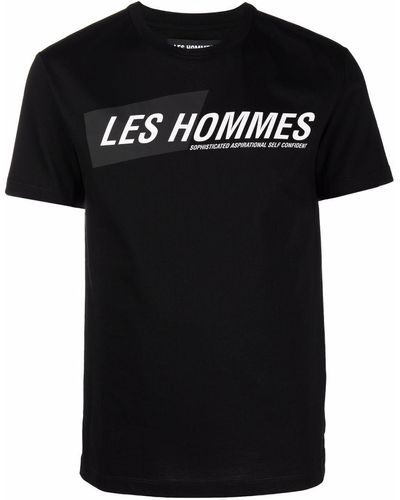 Les Hommes Logo-print T-shirt - Black