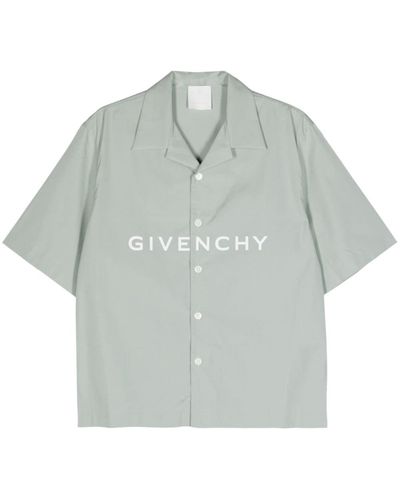 Givenchy Logo-print Poplin Shirt - Grey