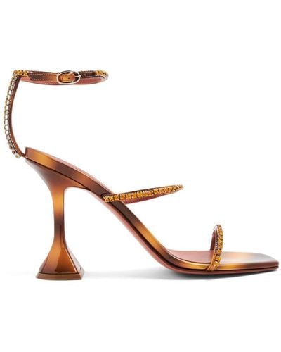AMINA MUADDI Gilda 95mm Crystal-embellished Sandals - Brown