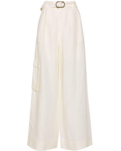 Twin Set Belted Wide-leg Pants - White