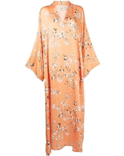 Bambah Robe Josephine longue à fleurs - Orange