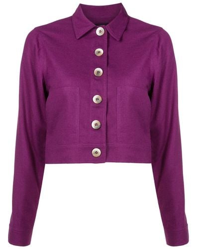 Olympiah Cropped Button-front Jacket - Purple
