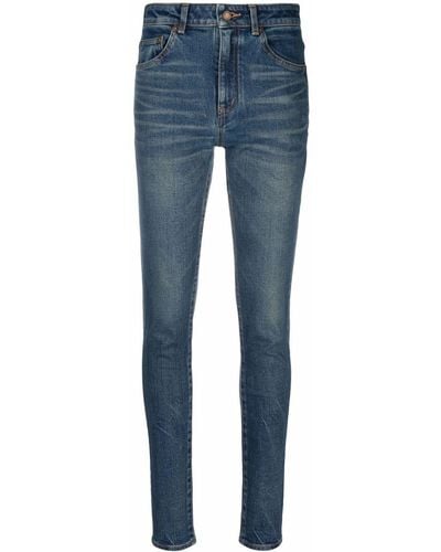 Saint Laurent Whiskered Skinny Jeans - Blue