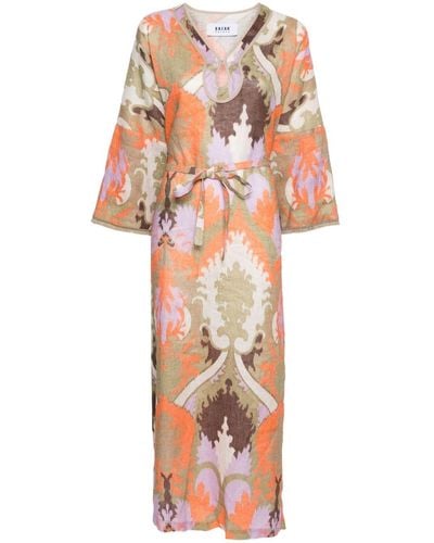 Bazar Deluxe Abstract-pattern Print Midi Dress - Orange