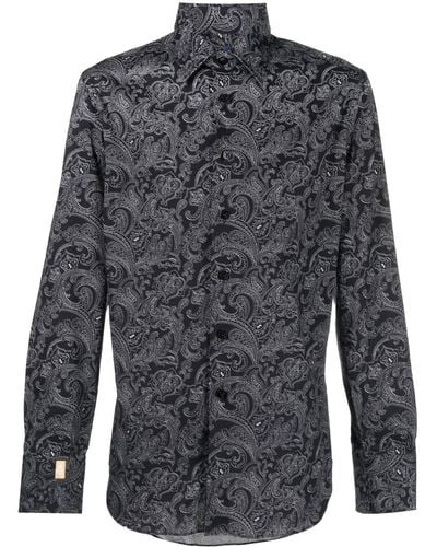 Billionaire Paisley-print Long-sleeve Shirt - Black