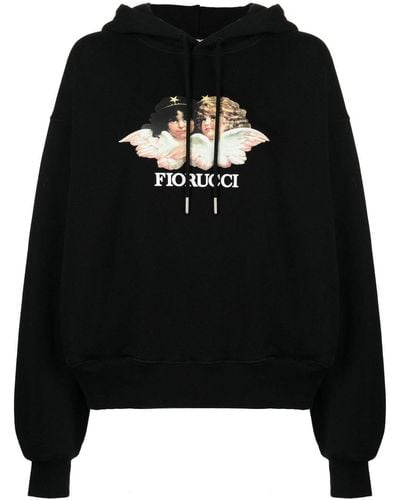 Fiorucci Logo-print Long-sleeve Hoodie - Black