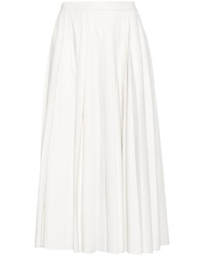 Fabiana Filippi Pleated Leather Midi Skirt - White