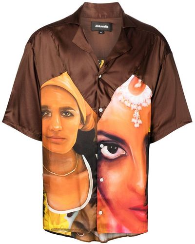 Ahluwalia Graphic-print Short-sleeved Shirt - Orange