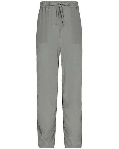 Dolce & Gabbana Wide-leg Silk Track Pants - Gray