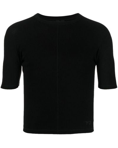 Y-3 T-shirt en coton biologique à col rond - Noir