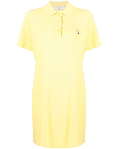 Maison Kitsuné Vestido estilo polo con logo bordado - Amarillo