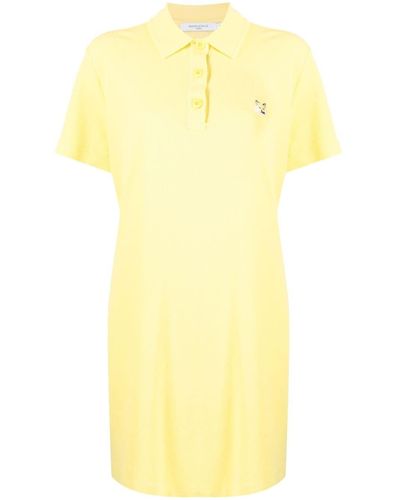Maison Kitsuné Logo-embroidered Polo Dress - Yellow
