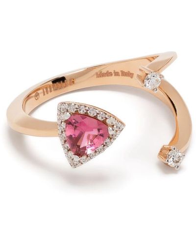 Anapsara 18kt Rose Gold Micro Diamond And Tourmaline Ring - Pink