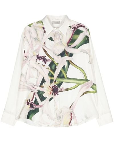 Pierre Louis Mascia Aloe Floral-print Silk Shirt - ホワイト