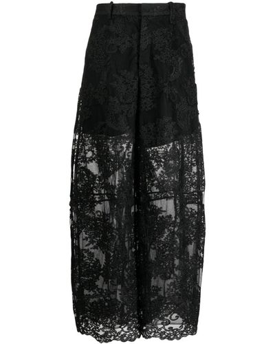 Simone Rocha Corded-lace Wide-leg Pants - Black