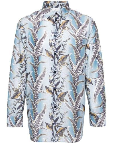 Etro Overhemd Met Botanische Print - Blauw