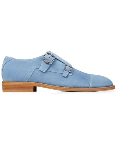 Jimmy Choo Finnion Suede Monk Shoes - Blue