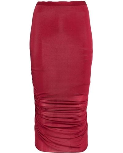 Rick Owens High-waisted ruched midi skirt - Rot
