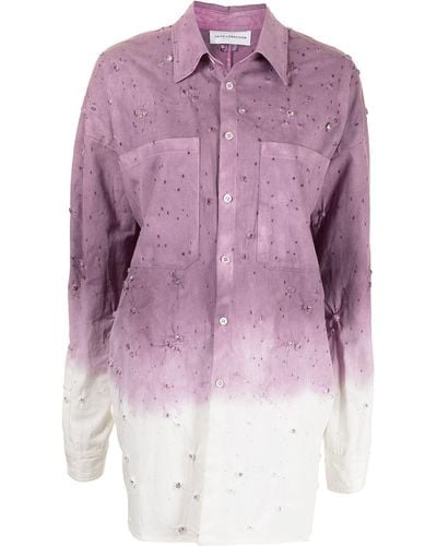 Faith Connexion Bleached Two-tone Shirt Jacket - Purple