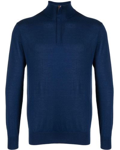 N.Peal Cashmere The Regent Pullover mit Reißverschluss - Blau