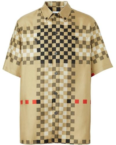 Burberry Pixel Check Silk Shirt - Metallic