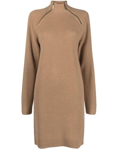 MICHAEL Michael Kors Zip-detailed Knitted Dress - Natural