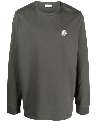Moncler Langarmshirt mit Logo-Patch - Grau