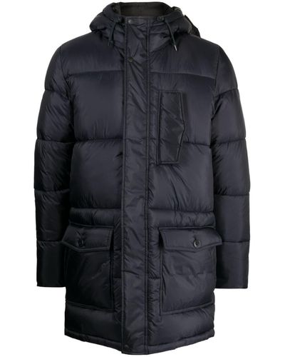 PS by Paul Smith Hooded Quilted Padded Parka - Blue