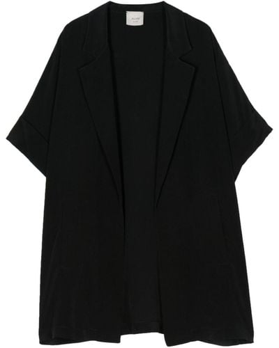 Alysi Short-sleeve Silk Blazer - Black
