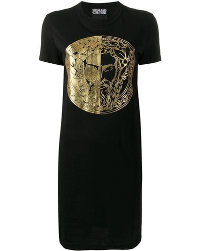 Versace Foil-print T-shirt Dress - Black