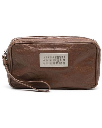 MM6 by Maison Martin Margiela Numeric Leather Clutch Bag - Brown