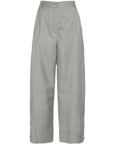 Mark Kenly Domino Tan Pome Mélange Straight Trousers - Grey